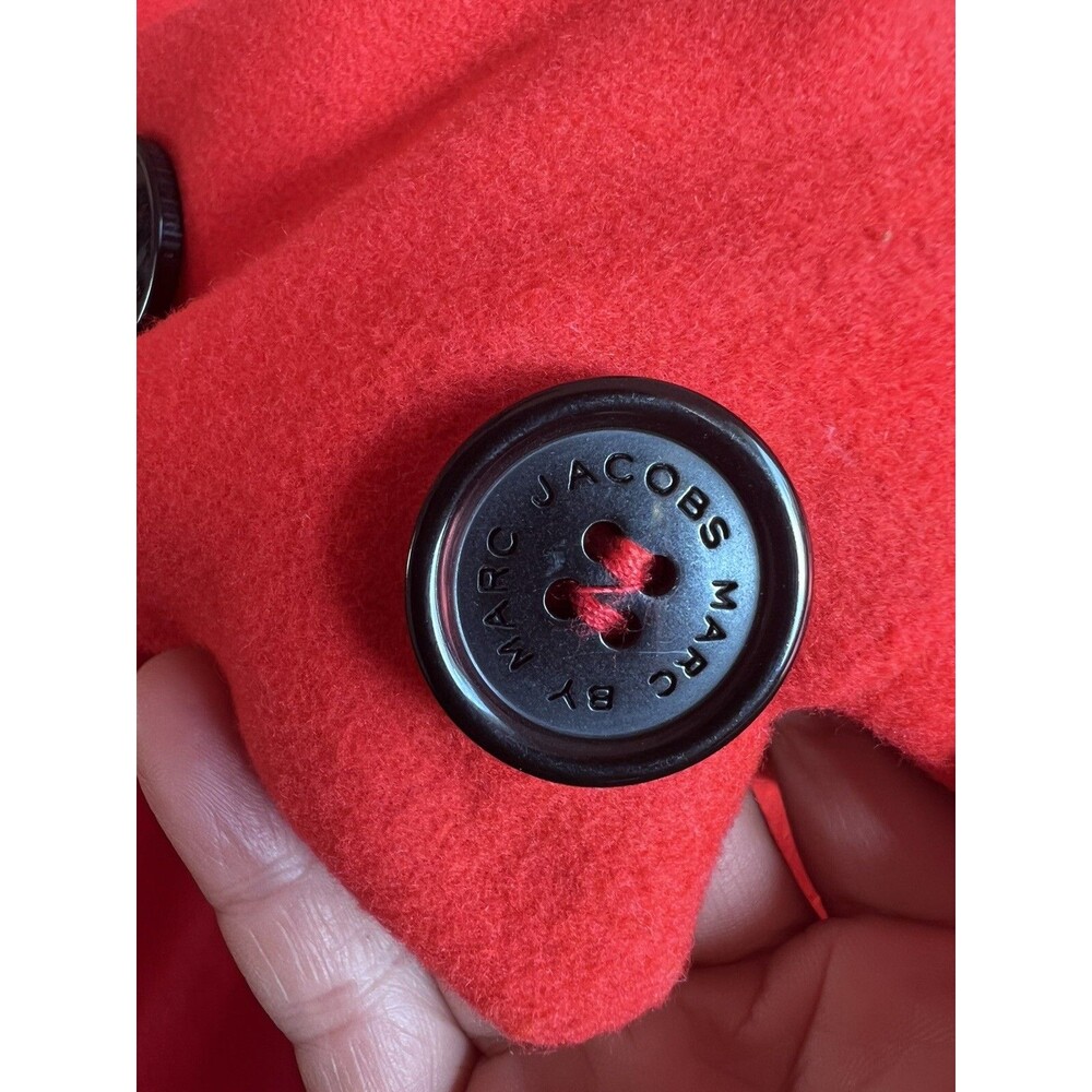 Marc by Marc Jacobs Tomato Red Wool Coat Sz 0 Tailored Statement Long Jacket - Picture 14 of 14